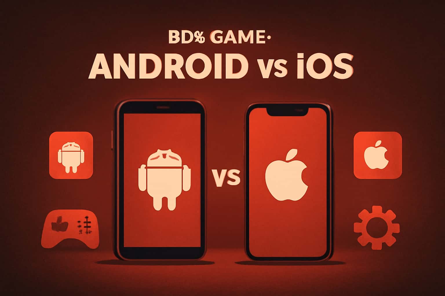 Informational scene depicting BDG Game: Android vs iOS.
