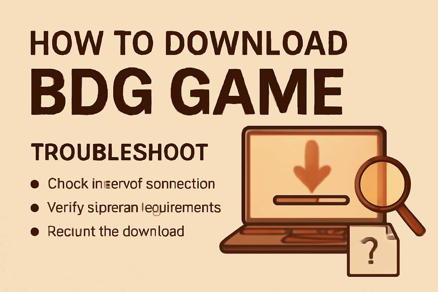 A visual representation of troubleshooting steps for downloading the BDG Game.