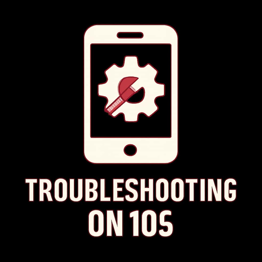 An icon illustrating the troubleshooting process for the BDG Game on iOS.